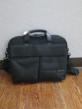 Samsing Men's Black Briefcase Shoulder Bag - Professional Commuter